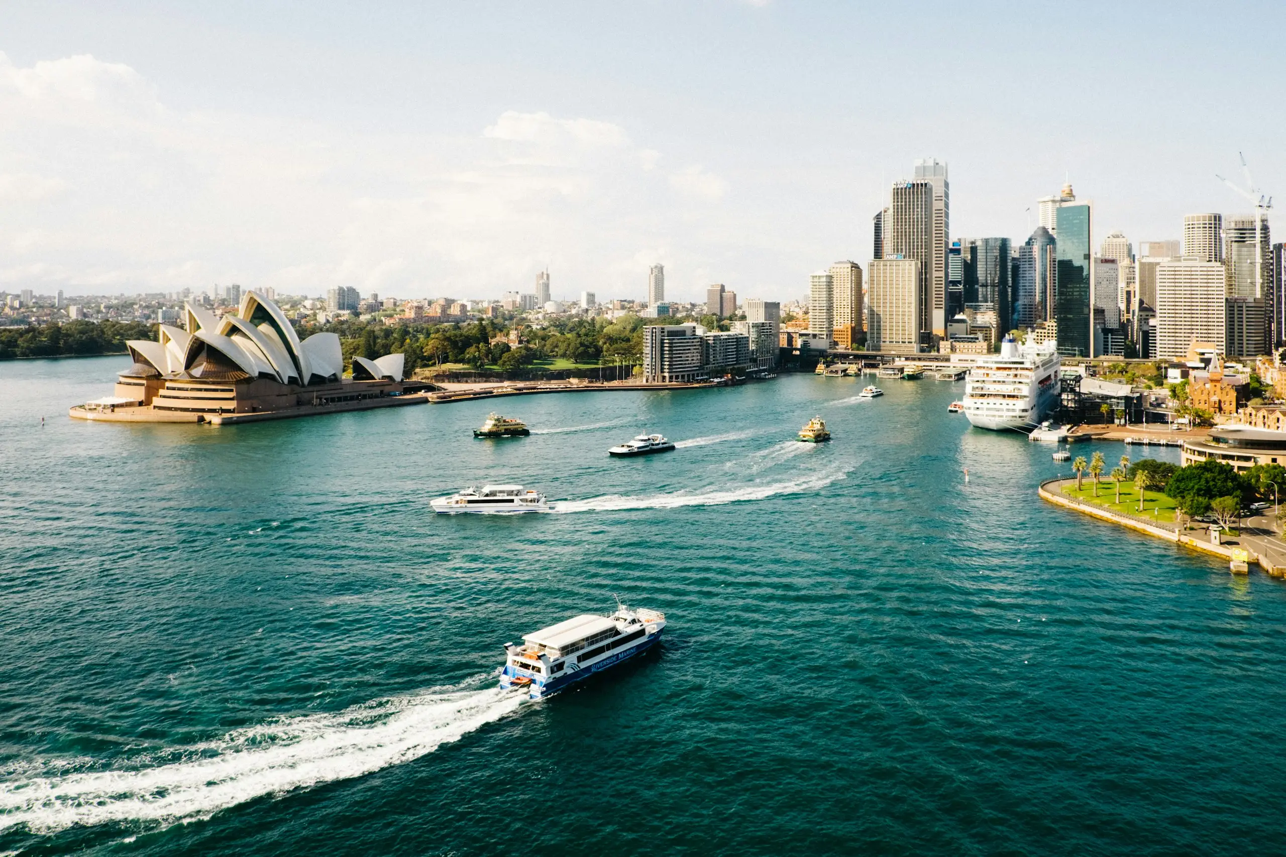The Sydney Opera House and ferries on the harbour
