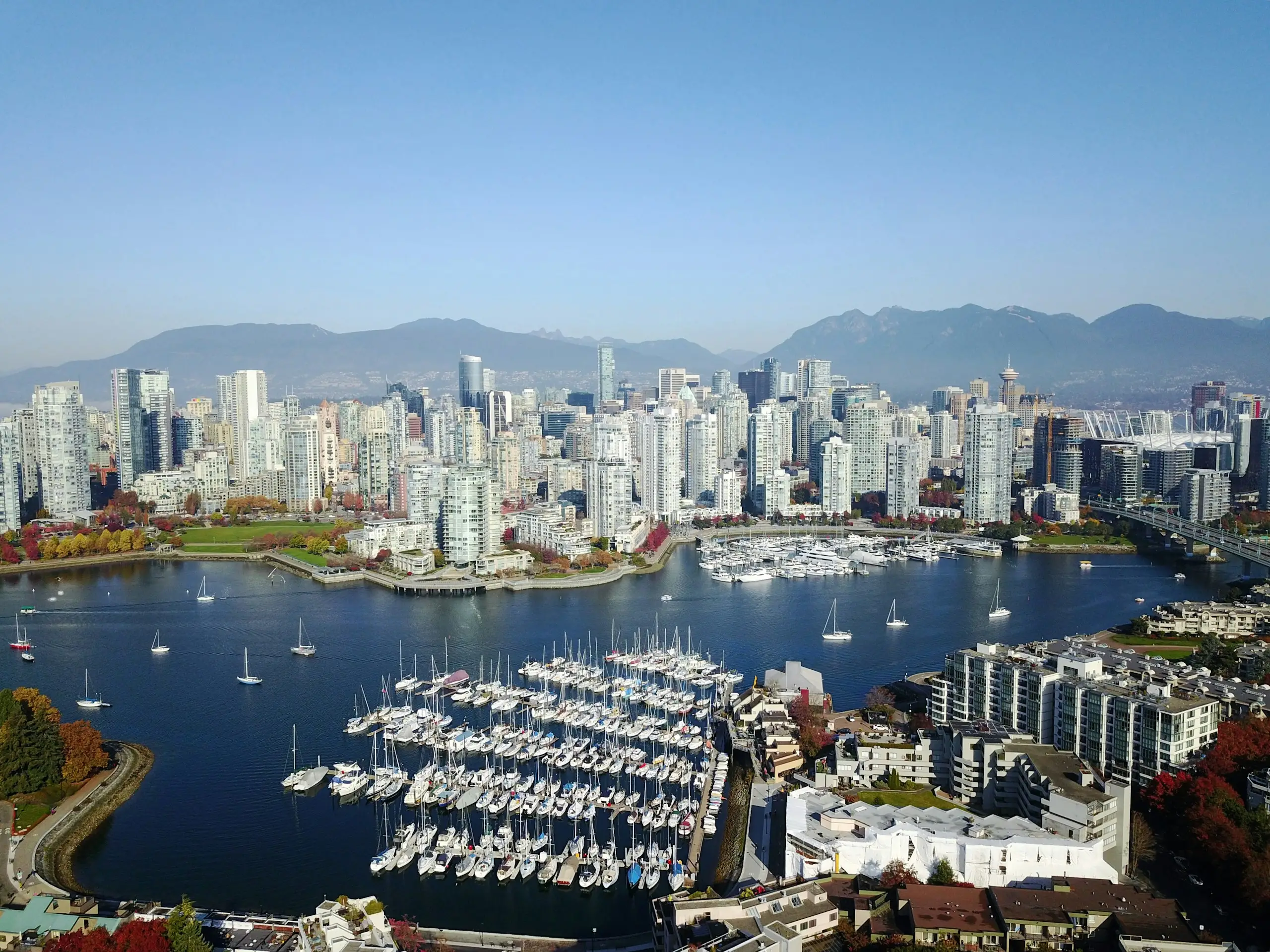 The Vancouver skyline and marina seen across the water
