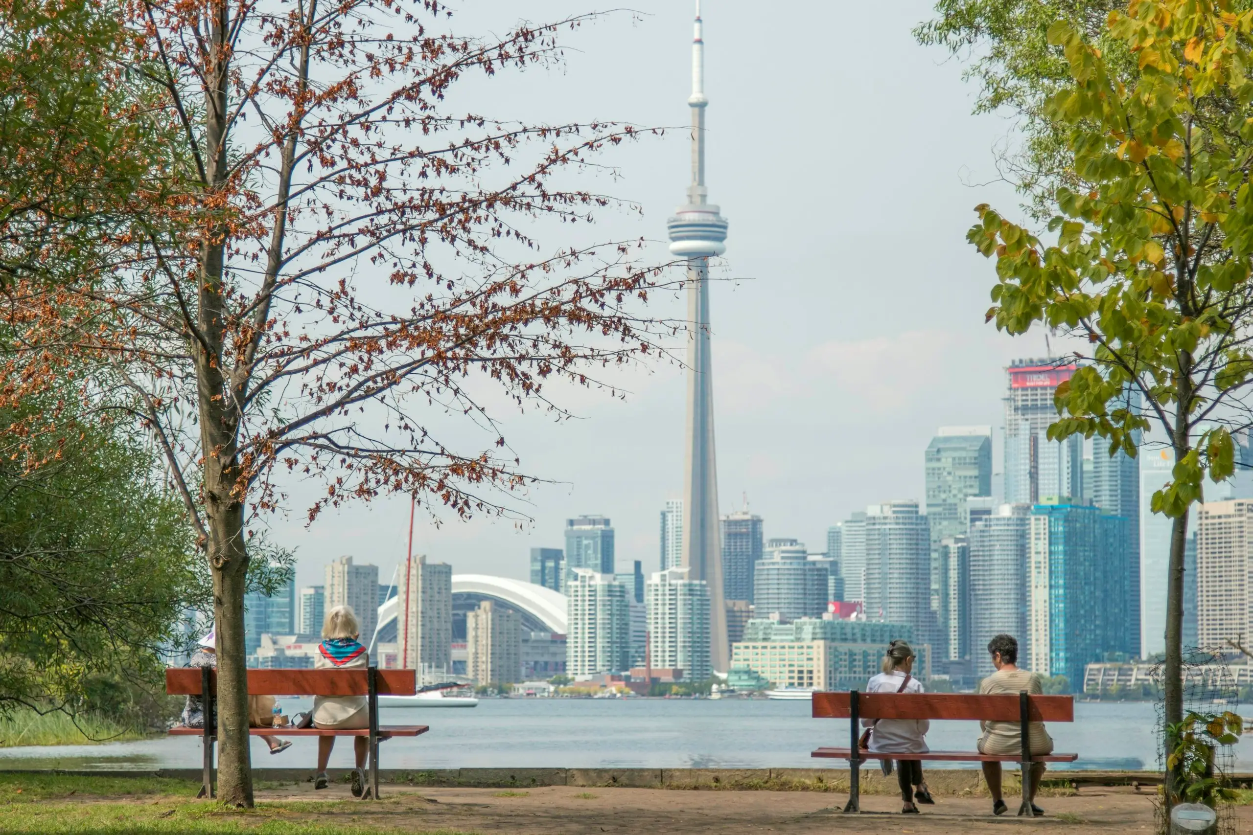 The CN Tower and the skyline seen from the waterfront, Toronto