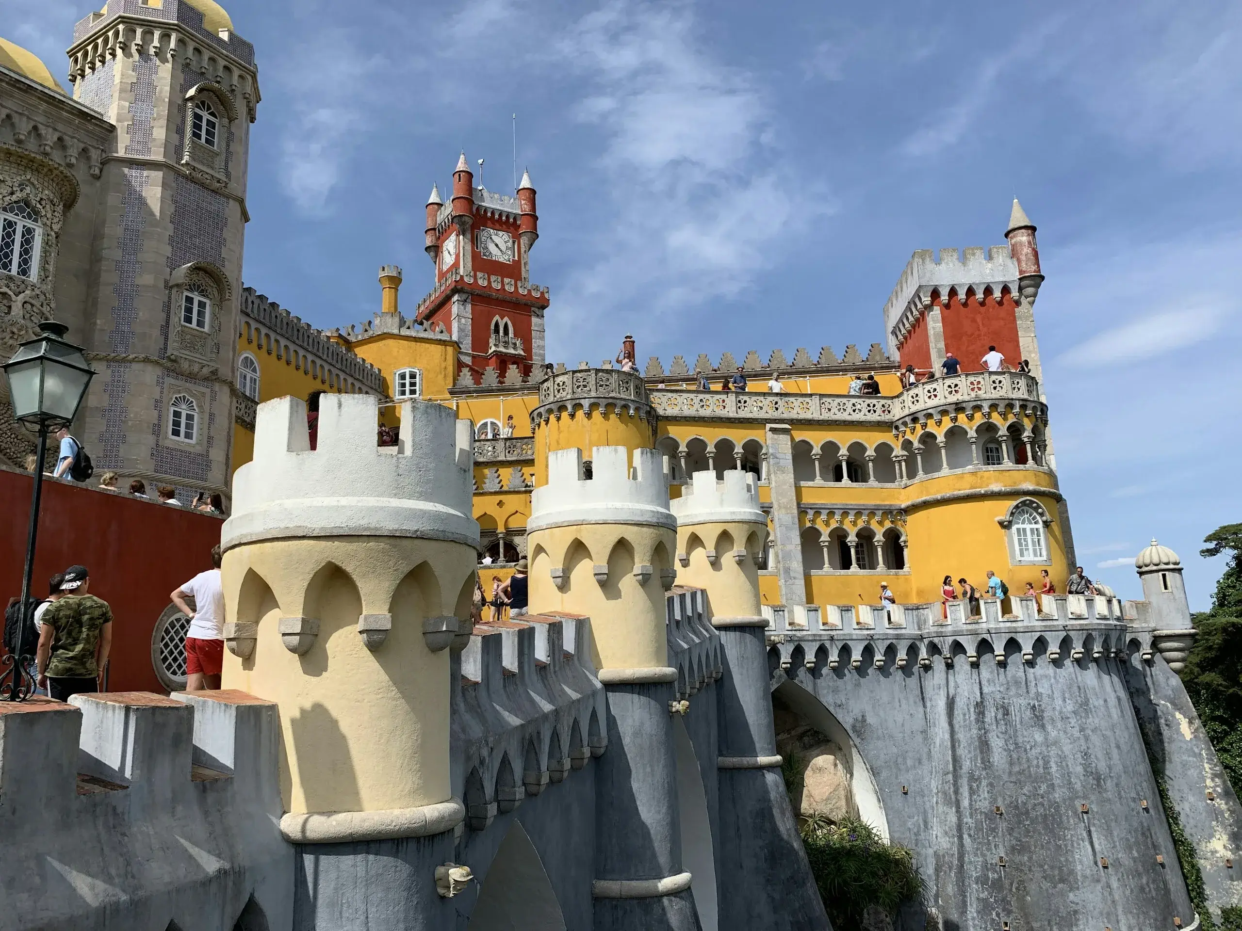 The red and yellow towers of Pena Palace in Sintra