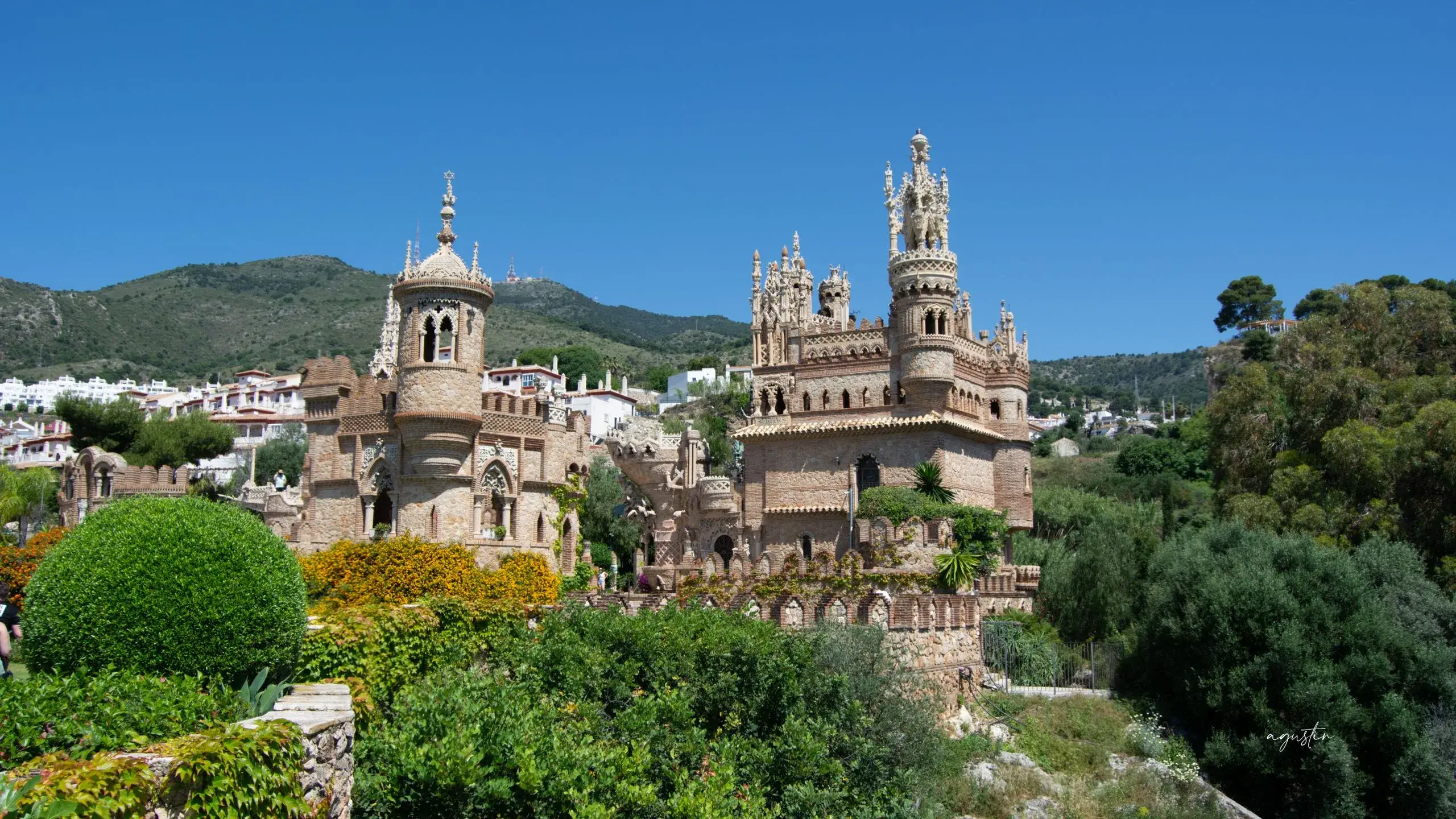 The fairy-tale Colomares Castle among gardens in Benalmádena