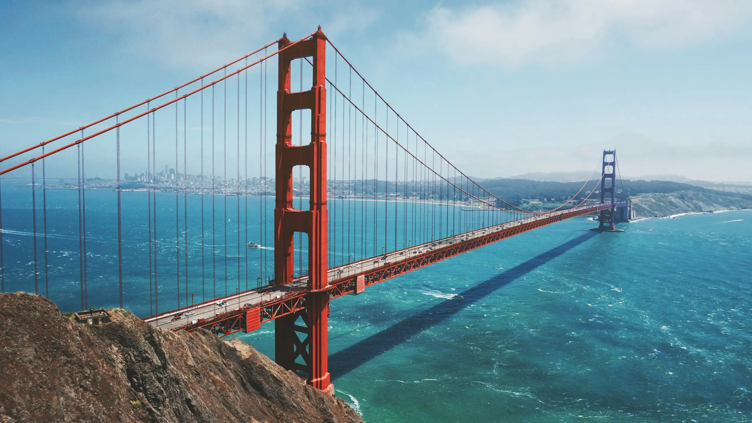The Golden Gate Bridge spanning the bay, San Francisco